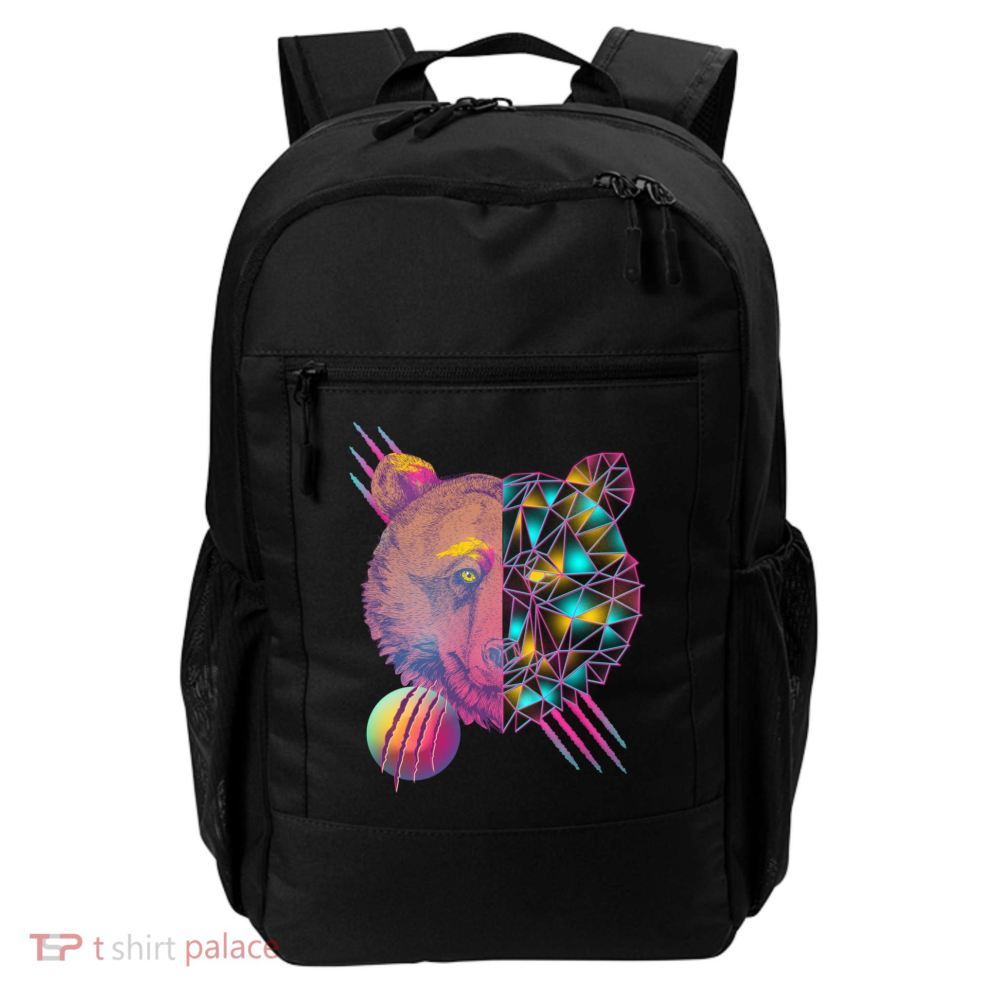 Retro Polygon Bear Vintage 80's Backpack
