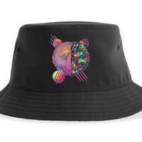 Retro Polygon Bear Vintage 80's Sustainable Bucket Hat