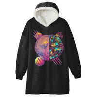 Retro Polygon Bear Vintage 80's Hooded Wearable Blanket