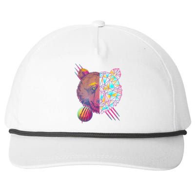 Retro Polygon Bear Vintage 80's Snapback Five-Panel Rope Hat