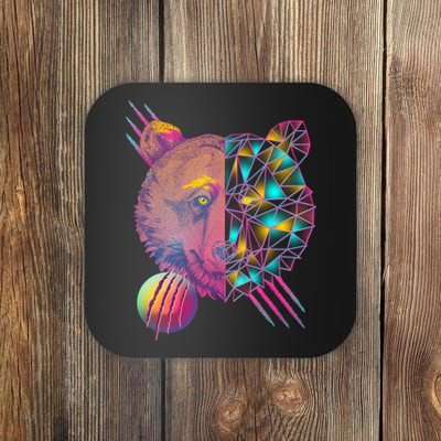 Retro Polygon Bear Vintage 80's Coaster