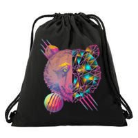 Retro Polygon Bear Vintage 80's Drawstring Bag