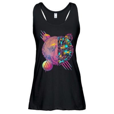 Retro Polygon Bear Vintage 80's Ladies Essential Flowy Tank