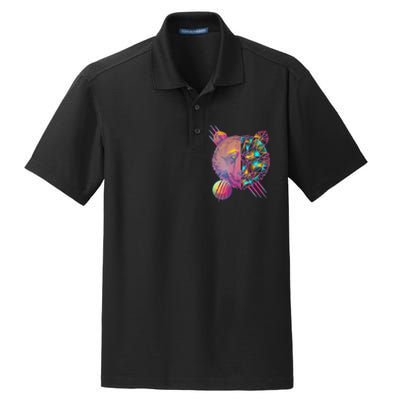 Retro Polygon Bear Vintage 80's Dry Zone Grid Polo