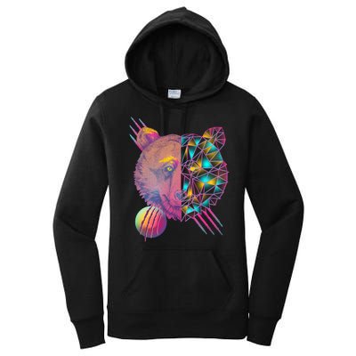 Retro Polygon Bear Vintage 80's Women's Pullover Hoodie