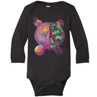 Retro Polygon Bear Vintage 80's Baby Long Sleeve Bodysuit