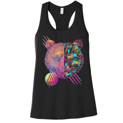 Retro Polygon Bear Vintage 80's Women's Racerback Tank