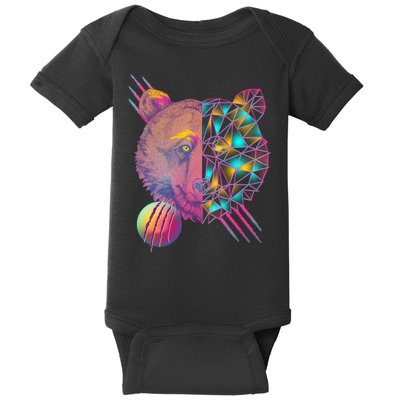 Retro Polygon Bear Vintage 80's Baby Bodysuit