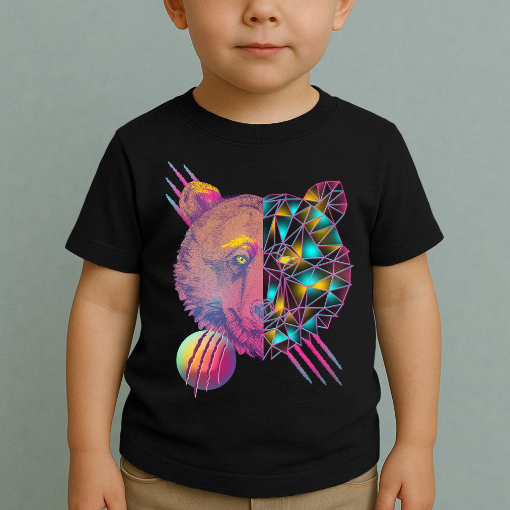 Retro Polygon Bear Vintage 80's Toddler T-Shirt