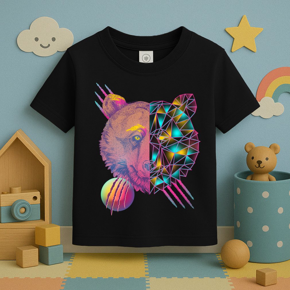 Retro Polygon Bear Vintage 80's Toddler T-Shirt