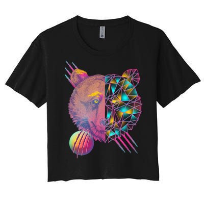 Retro Polygon Bear Vintage 80's Women's Crop Top Tee