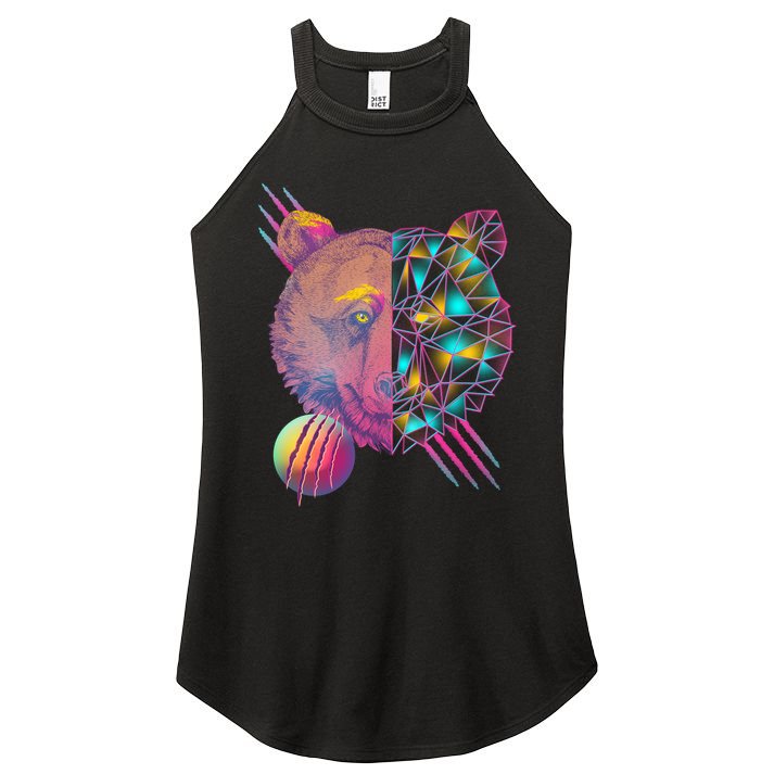Retro Polygon Bear Vintage 80's Women's Perfect Tri Rocker Tank