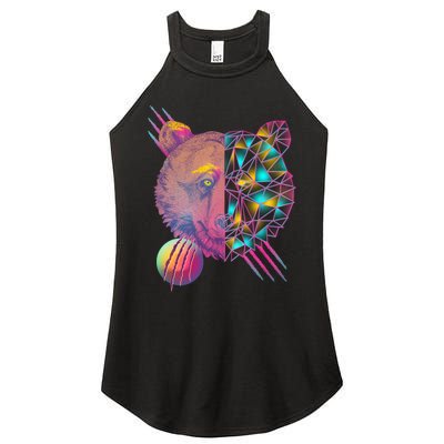 Retro Polygon Bear Vintage 80's Women’s Perfect Tri Rocker Tank