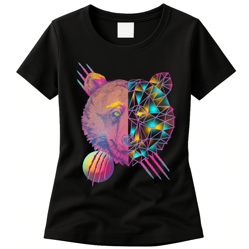 Retro Polygon Bear Vintage 80's Womens T-Shirt