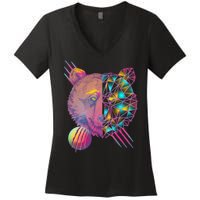 Retro Polygon Bear Vintage 80's Women's V-Neck T-Shirt