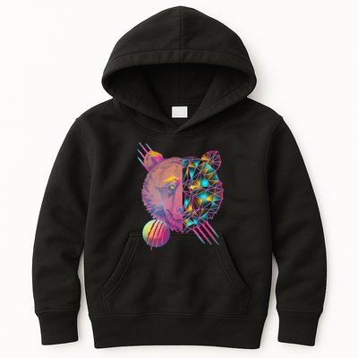 Retro Polygon Bear Vintage 80's Kids Hoodie