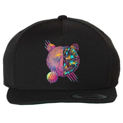 Retro Polygon Bear Vintage 80's Wool Snapback Cap