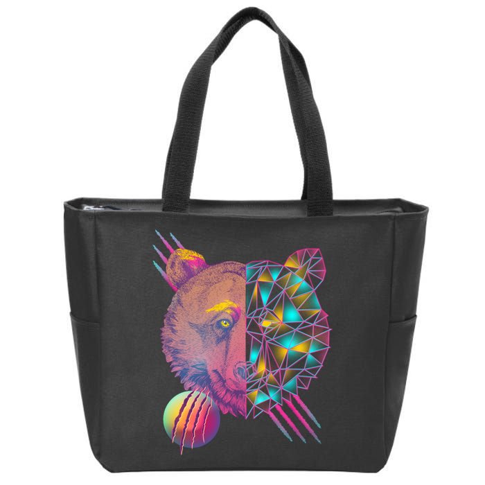 Retro Polygon Bear Vintage 80's Zip Tote Bag