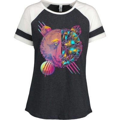 Retro Polygon Bear Vintage 80's Enza Ladies Jersey Colorblock Tee