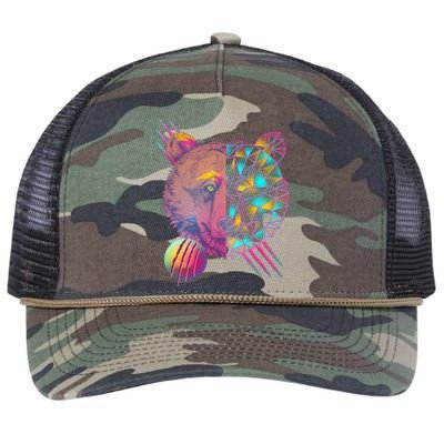 Retro Polygon Bear Vintage 80's Retro Rope Trucker Hat Cap