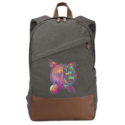 Retro Polygon Bear Vintage 80's Cotton Canvas Backpack