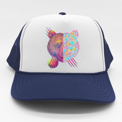 Retro Polygon Bear Vintage 80's Trucker Hat