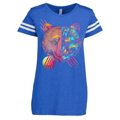 Retro Polygon Bear Vintage 80's Enza Ladies Jersey Football T-Shirt