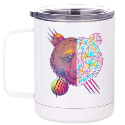 Retro Polygon Bear Vintage 80's 12 oz Stainless Steel Tumbler Cup