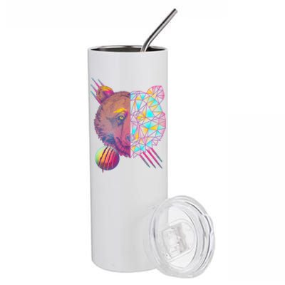 Retro Polygon Bear Vintage 80's Stainless Steel Tumbler