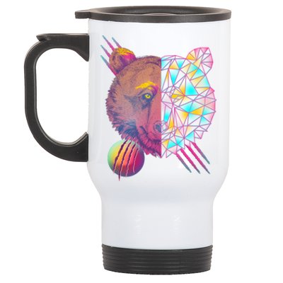 Retro Polygon Bear Vintage 80's Stainless Steel Travel Mug