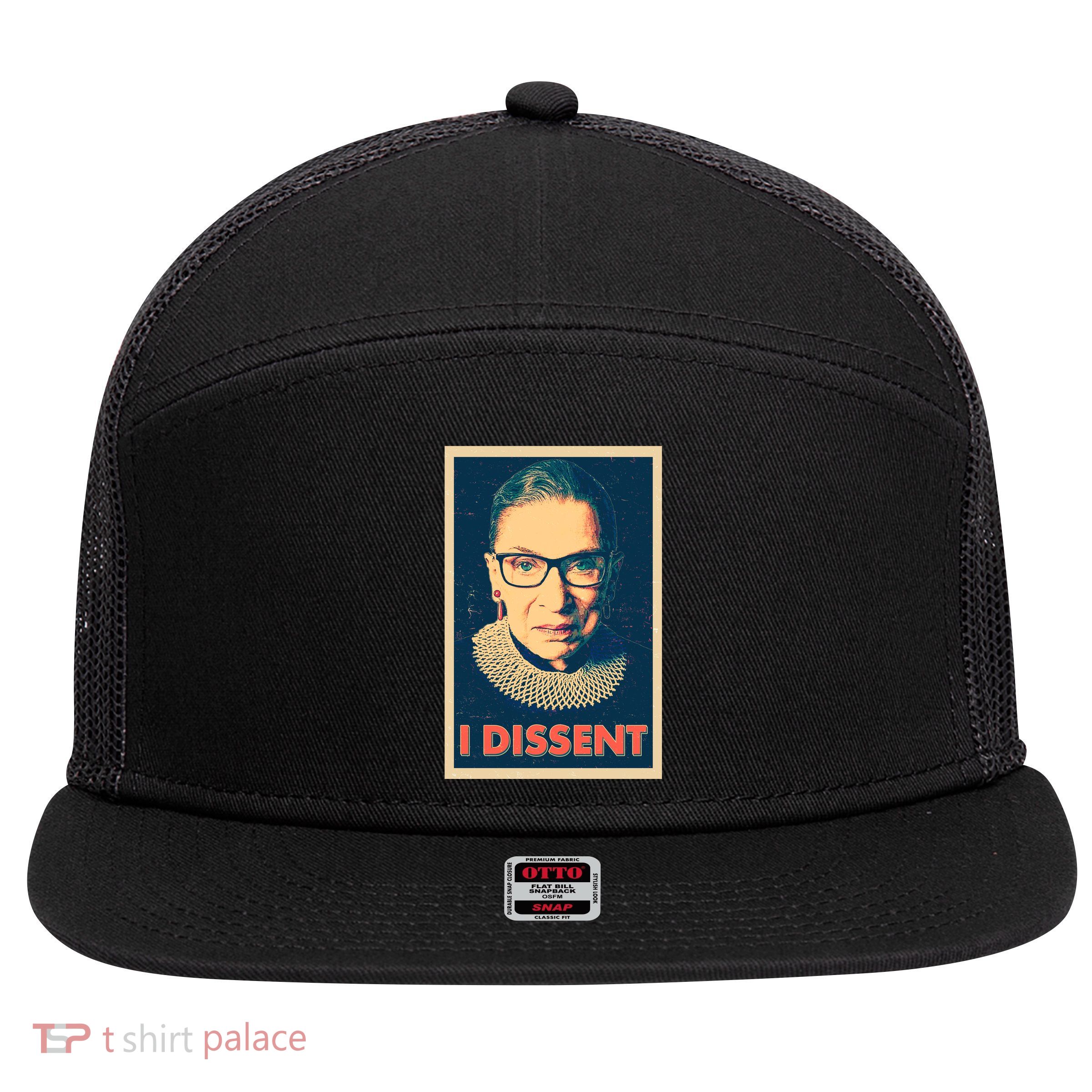 Retro Poster Ruth Bader Ginsburg I Dissent RBG 7 Panel Mesh Trucker Snapback Hat
