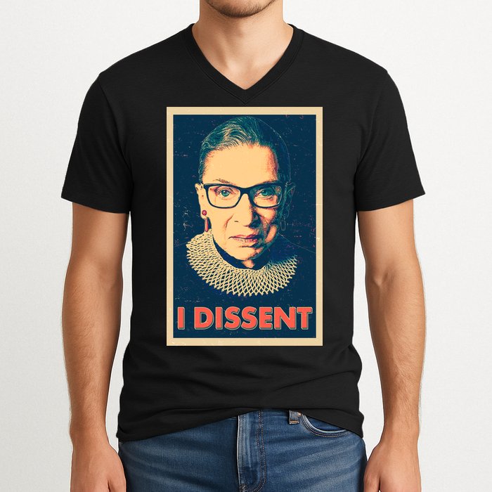 Retro Poster Ruth Bader Ginsburg I Dissent RBG V-Neck T-Shirt
