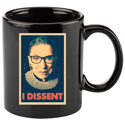 Retro Poster Ruth Bader Ginsburg I Dissent RBG 11oz C Handle Ceramic Mug