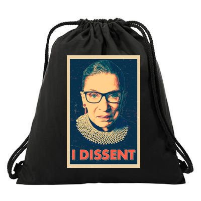 Retro Poster Ruth Bader Ginsburg I Dissent RBG Drawstring Bag