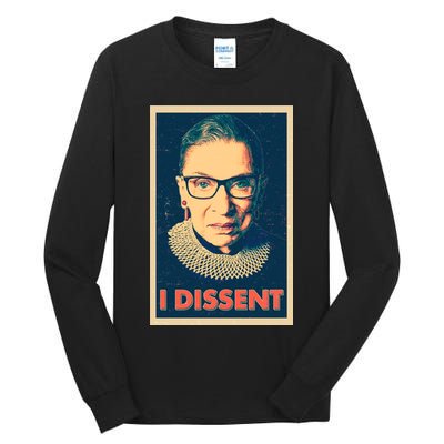 Retro Poster Ruth Bader Ginsburg I Dissent RBG Tall Long Sleeve T-Shirt
