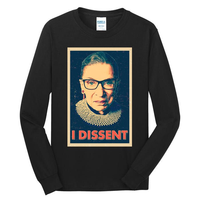 Retro Poster Ruth Bader Ginsburg I Dissent RBG Tall Long Sleeve T-Shirt
