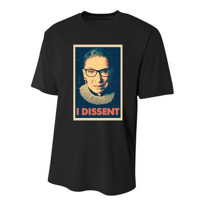 Retro Poster Ruth Bader Ginsburg I Dissent RBG Youth Performance Sprint T-Shirt