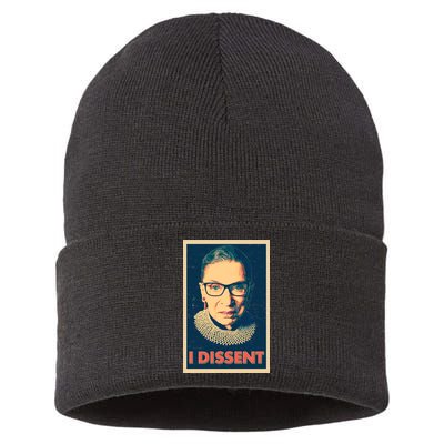 Retro Poster Ruth Bader Ginsburg I Dissent RBG Sustainable Knit Beanie