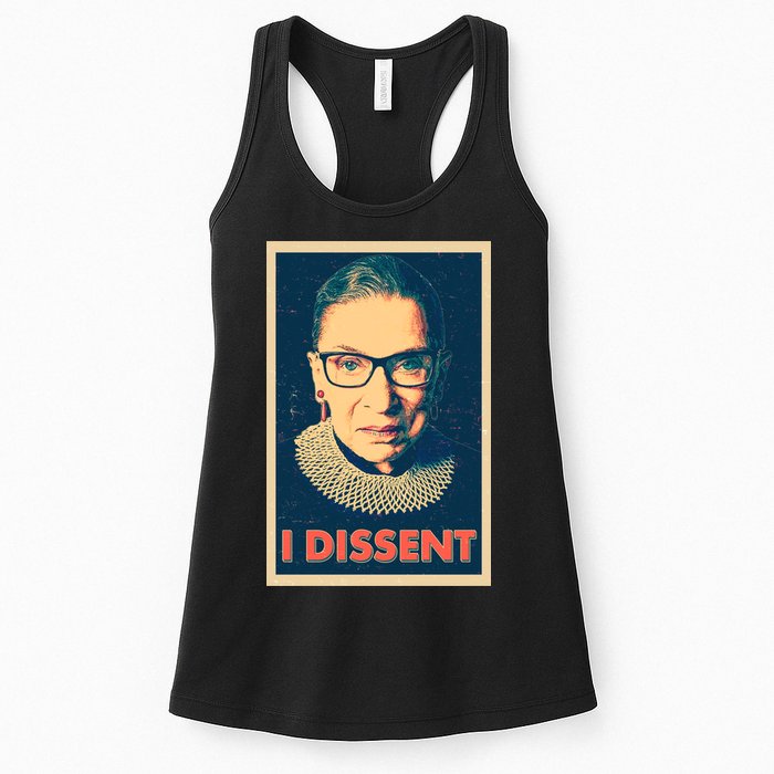 Retro Poster Ruth Bader Ginsburg I Dissent RBG Womens Tank Top