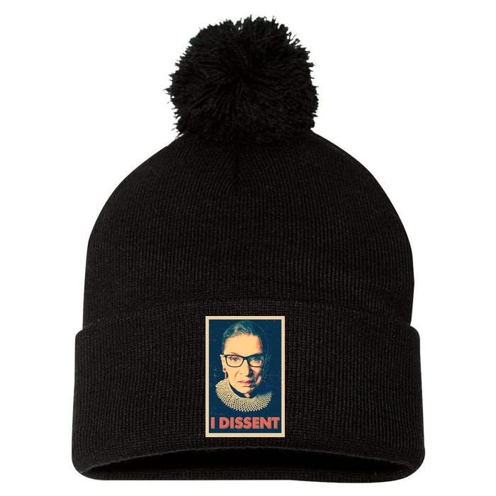 Retro Poster Ruth Bader Ginsburg I Dissent RBG Pom Pom 12in Knit Beanie