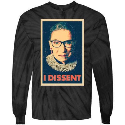 Retro Poster Ruth Bader Ginsburg I Dissent RBG Tie-Dye Long Sleeve Shirt