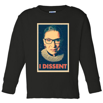 Retro Poster Ruth Bader Ginsburg I Dissent RBG Toddler Long Sleeve Shirt
