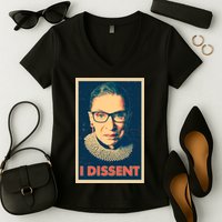 Retro Poster Ruth Bader Ginsburg I Dissent RBG Women's V-Neck T-Shirt
