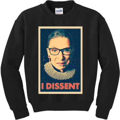 Retro Poster Ruth Bader Ginsburg I Dissent RBG Kids Sweatshirt