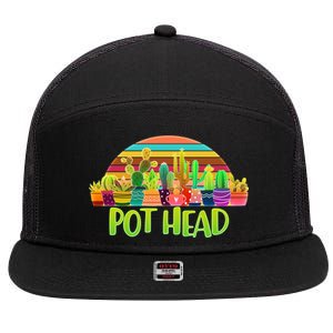 Retro Pot Head Plant Lover 7 Panel Mesh Trucker Snapback Hat