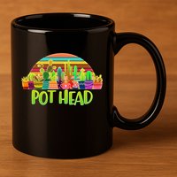 Retro Pot Head Plant Lover 11oz C Handle Ceramic Mug