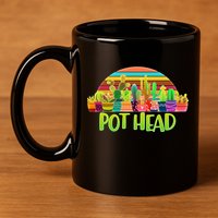 Retro Pot Head Plant Lover 11oz C Handle Ceramic Mug