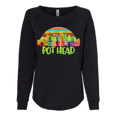 Retro Pot Head Plant Lover Womens California Wash Sweatshirt