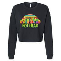 Retro Pot Head Plant Lover Cropped Pullover Crew