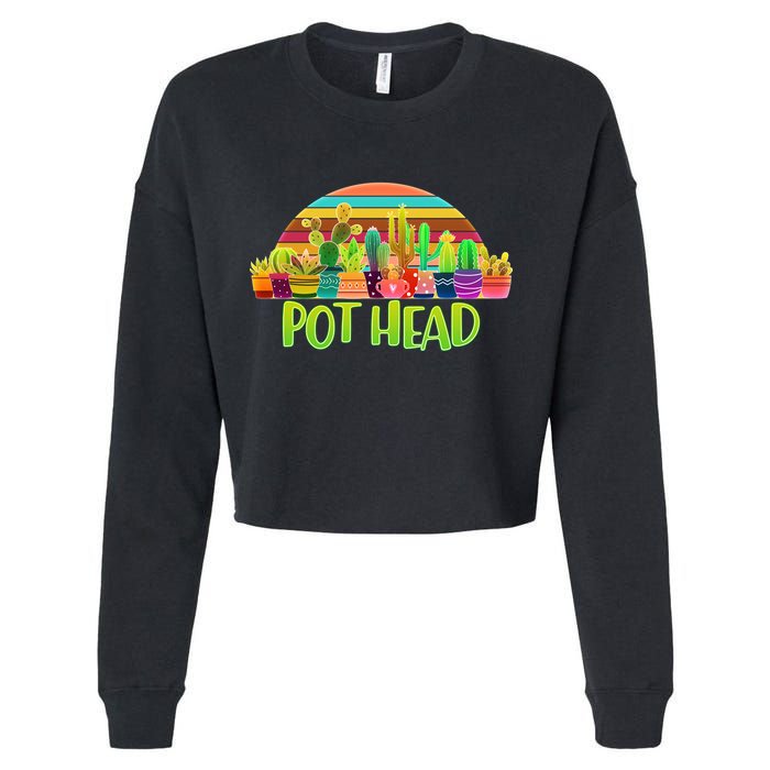 Retro Pot Head Plant Lover Cropped Pullover Crew